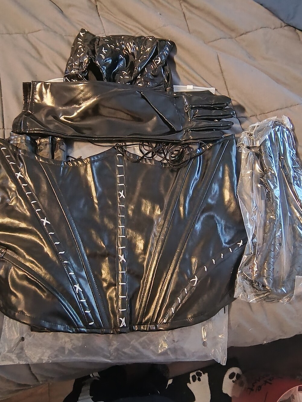 Miccostumes PU Leather Catwoman Costume W/ Accessories In Bag Halloween Cosplay